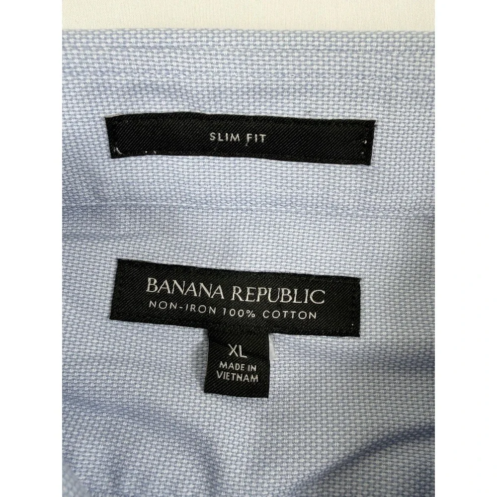 Banana Republic Slim Fit Shirt‎ Mens Sz XL X-Large Solid Blue Button Up